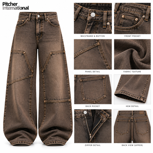 Wholesale <b>mens</b> wide leg <b>jeans</b> Custom <b>mens</b> wide leg <b>jeans</b> Wide leg <b>jeans</b> Heavyweight Cotton Streetwear - Product Image 6