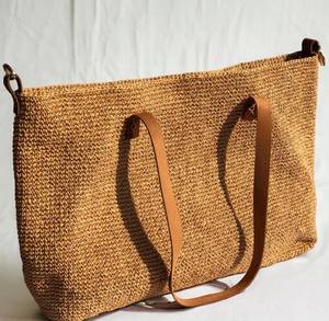 Bolso Tote de Cuero de Verano para Mujer, Bolso de Hombro de Playa de Paja, Bolso Tote de Rafia Tejida a Crochet - Product Image 2