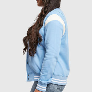 Blouson universitaire pour femme, style Letterman, hiver, col montant, tricoté, respirant, manches en polyester - Product Image 5