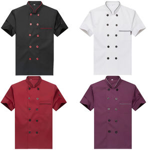 OEM Factory Supply Unisex Short Sleeve Chef Coat High Quality Kitchen Workwear Uniform Custom Logo 65% Polyester 35% Cotton - Product Image 1