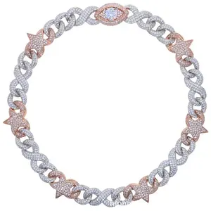 Cadena Cubana de Moda de Lujo con Circonitas Bicolor Estilo Hip Hop para la Vida de los Raperos - Product Image 2