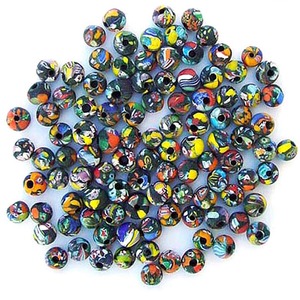 Frost rond Murano Style Millefiori grande taille 14 mm à 22 mm toutes tailles différentes four grand trou mélange perles pour la fabrication de bijoux - Product Image 1