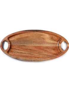 Bandeja DE SERVICIO DE MADERA ovalada de calidad superior 100%-Vajilla duradera apta para lavavajillas para cocina y sala de estar para alimentos y bebidas - Product Image 6