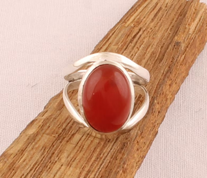 Anillo de doble banda de Plata de Ley 925 sólida hecho a mano, piedra preciosa ovalada de ónix rojo Natural, Banda cristiana de dos capas elegante para hombres/mujeres - Product Image 4