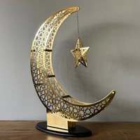 Centre de table islamique géométrique moderne en acier inoxydable de qualité supérieure, fait main, découpé au laser, durable et léger, motif lune, pour le Ramadan