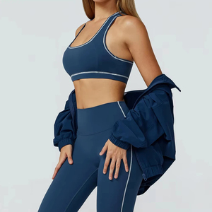 Women's Breathable Seamless Plus Size <b>Yoga</b> <b>Jacket</b> Set Long Sleeve Zip-Up Fitness <b>Jacket</b> High Waist Leggings-Quick Dry Activewear - Product Image 2