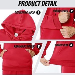 เสื้อฮู้ดลำลองสำหรับผู้ชายผ้าฟลีซผ้าฝ้าย100% แห้งเร็วและระบายอากาศได้ดีสีทึบสำหรับฤดูหนาว - Product Image 1