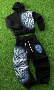 Blue <b>Y2K</b> Streetwear Heavyweight Solid Tracksuit Set Full Zip Hoodie with Joggers Unisex Adult Winter Wear - Product Image 4