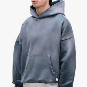 Sweats à capuche unisexe imprimé bouffant de haute qualité Pull à capuche doublé vierge en tissu de coton OEM Sweats à capuche imprimés tricotés - Product Image 2