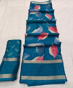 Saree de algodón con blusa para fiesta y boda - Product Image 1