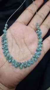 Moissanite Blue Diamond Briolette Teardrops Beads Hecho a mano personalizado Moissanite Beads - Product Image 3