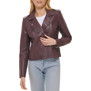 Granate Calidad Precio Premium Calidad Diseño personalizado Tamaño adulto Mujeres Chaqueta de cuero genuino Señoras Chaqueta de cuero para mujer - Product Image 3