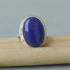 Anillo minimalista de Plata de Ley 925 con piedra natal, lapislázuli Natural azul, joyería de piedras preciosas Unisex para aniversario - Product Image 3