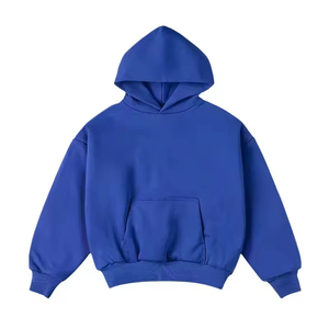 Sweats à capuche 100% coton surdimensionné unisexe pas cher couleur unie hommes 500gsm grande taille pulls à capuche avec imprimé personnalisé OEM ODM sweat à capuche - Product Image 1