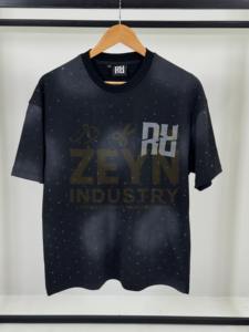 T-shirts personnalisés à strass lavés à l'acide Streetwear surdimensionné en coton lourd Style vintage imprimé respirant soleil t-shirts délavés hommes - Product Image 5