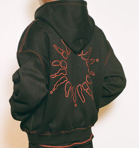 2026 Streetwear Hoodie Custom 380 GSM Mens French Terry Fleece All Over Print Rhinestone Hoodie Full Face <b>Half</b> <b>Zip</b> up Hoodie Men - Product Image 4