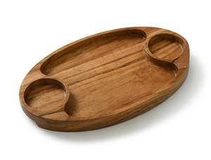 Plato de aperitivos de Chip y inmersión multifuncional rústico hecho a mano de madera de acacia para el hogar, restaurantes, aperitivos, postres, alimentos, lavado seguro - Product Image 5