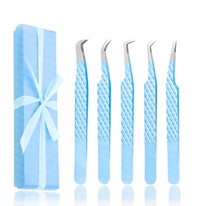 Pinzas de pestañas de acero inoxidable con etiqueta privada Premium, caja de embalaje, pinzas de punta de fibra para extensión de pestañas - Product Image 4