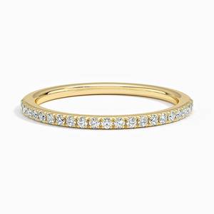 Banda de oro amarillo de 14 quilates para boda súper fina vermeil eternity para mujer, Alianzas de Boda delicadas con anillos finos de diamante para boda - Product Image 1