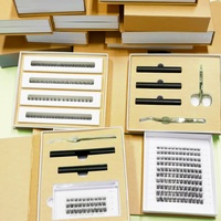 Kit de pestañas postizas hechas a mano con puntas, pestañas inferiores gruesas y largas de 8-18 mm, pelo sintético, 12 filas