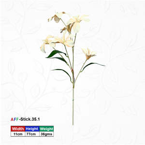 <b>Artificial</b> White Golden <b>Lily</b> Faux <b>Flower</b> AFF Stick 35.1 - Product Image 1