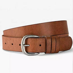 Ceinture décontractée en cuir de vachette véritable Top Grain pour hommes avec boucle ardillon en laiton argenté antique massif personnalisation disponible - Product Image 2