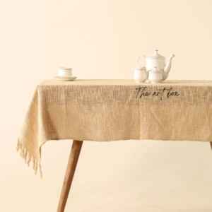 Mantel de algodón liso flameado, mantel Premium hecho de material natural - Product Image 5