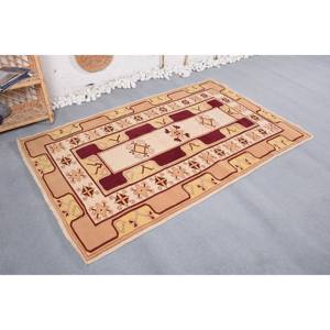 พรมขนแกะสไตล์ตุรกี4x6.5ft แนววินเทจแนวพื้นเมืองดีไซน์เย็บปะต่อสีเบจสีแดงใช้เป็นยาง kilim ทรงสี่เหลี่ยมผืนผ้าสำหรับห้องรับประทานอาหารขนาดกลางเป็นมิตรต่อสิ่งแวดล้อม - Product Image 3