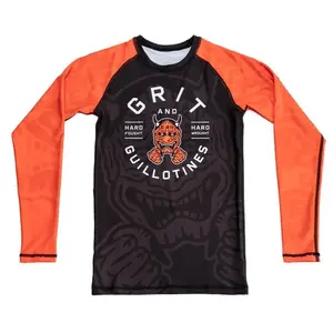 OEM Sublimation Print Custom Logo Fitness BJJ Boxing Surfing Swimming Sun Protection Long Sleeve Rash Guard