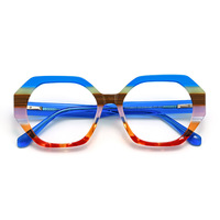 Montures optiques octogonales vintage, design à monture complète, lunettes en acétate solide, style couleur unie durable