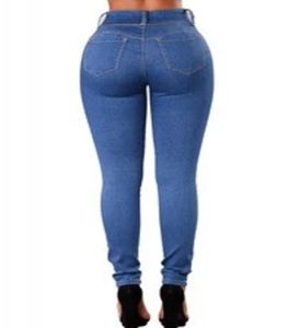 Prix usine femmes Slim Fit grande taille Jeans pantalons mode bleu déchiré trou gland Stretch Jeans pantalon pour la vie quotidienne Style - Product Image 6