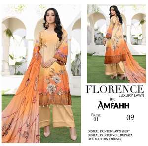 High Quality Ladies Pakistani Shalwar Kameez Top-Law Print Cotton Suits <b>Plus</b> <b>Size</b> Options Available - Product Image 5