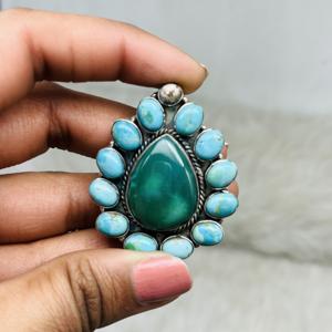 Bague en argent sterling naturel Bague turquoise Belle bague Bague mode en argent sterling - Product Image 5