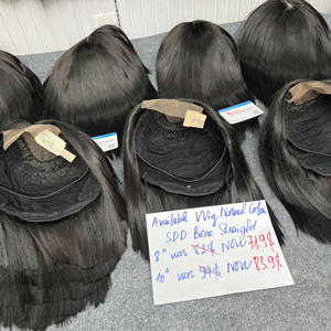 Pelucas de cabello humano vietnamita superior hueso recto color negro natural Super doble peluca extensión de cabello parte media - Product Image 6