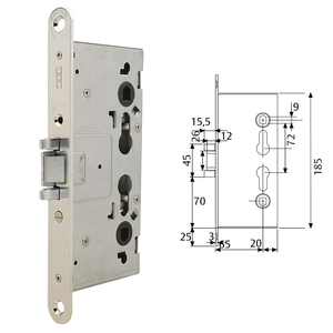 Serratura Tesa Cortafuego Cf5e /50 mm. Frente Zincato - Product Image 2