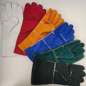 Guantes de soldadura de piel de vaca Guantes de trabajo de cuero resistentes al calor Guantes de seguridad resistentes para patios de soldadura de construcción industrial - Product Image 2