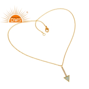 925สเตอริ่งเงินธรรมชาติสร้อยคอหินอัญมณีทรงสามเหลี่ยมพลอยสีตัด18K เครื่องประดับชุบทอง18K สำหรับผู้หญิง - Product Image 4