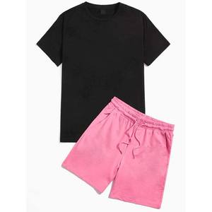 Vêtements sur mesure OEM grande taille pour hommes ensembles pour hommes t-shirt et short d'été en coton respirant ensemble 2 pièces pour hommes ensembles jumeaux High Street - Product Image 1