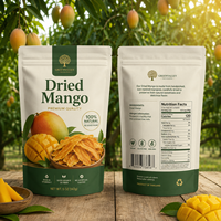 Sachets personnalisés imprimés à fond plat, qualité alimentaire, avec fermeture éclair, pour mangues séchées, emballage plastique personnalisé pour snacks et aliments
