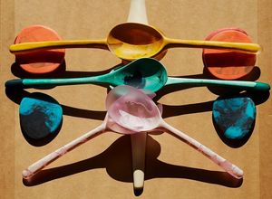 STRIKING HANDMADE 100% Resin Salad Servers Set for Home and Hotel Use Includes <b>Ice</b> <b>Cream</b> <b>Spoon</b> Salad Serving - Product Image 2