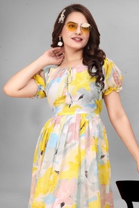 Venta caliente Georgette con impresión digital Maxi Vestido Mujer moda fabricante y proveedor de Surat a precio mayorista - Product Image 6