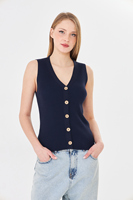 Chaleco de Pana Tejido para Mujer, Estilo Casual y Elegante, Prenda Exterior de Verano de Algodón con Decoración de Botones