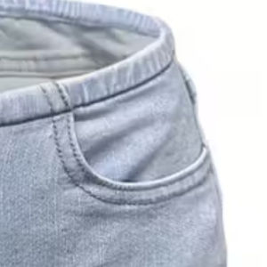 Short en jean bleu pour femme Short en jean 100% coton avec motif de détresse avec logo personnalisé - Product Image 5