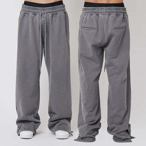 Wholesale Men's Winter Casual Sweatpants-Eco-Friendly 100% Cotton Canvas Fleece Thickness <b>Elastic</b> Waist <b>Lace</b>-Up Closure Printed - Product Image 2