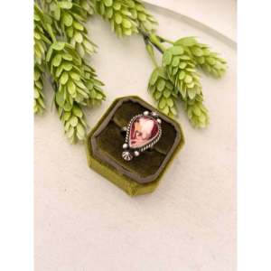 Johnny Dixon <b>Adjustable</b> <b>Ring</b> Rose Dahlia Sterling Silver Romantic Boho Style Featuring Natural Pear Oval Cut for Everyday Wear - Product Image 4