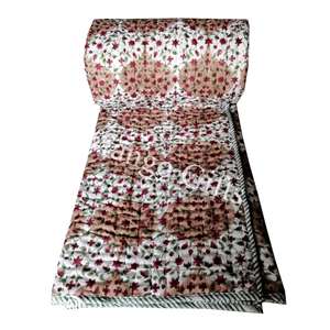 Edredón Reversible de Algodón Katha de Primera Calidad, 60 x <span class=keywords><strong>90</strong></span> Pulgadas, Estampado Floral, Jaipur Razai, Acolchado a Mano, Tradicional para el Hogar - Product Image 2