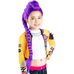 Peluca Infantil Rumi de Demon Hunters de K-Pop, Fibra Sintética Resistente al Calor, Estilo Trenzado para Halloween y Cosplay, Producto de Calidad - Product Image 1