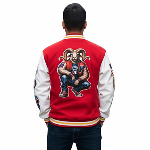 Custom varsity jacket with soft wool fabric & leather sleeves perfect <b>blend</b> of comfort and style for everyday wear For Unisex - Product Image 6