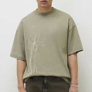 Summer T-Shirt Sports Trendy Embroidered design <b>Down</b> Shoulder Hot Selling Factory Low Price Crew Neck Custom Color Shirt - Product Image 2