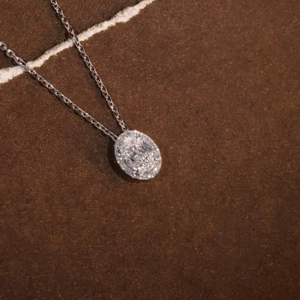 Nouveauté : pendentif halo en diamant de laboratoire de forme ovale de 2 carats avec chaîne de 16 pouces en or 14 carats pour femmes, bijoux fins - Product Image 2
